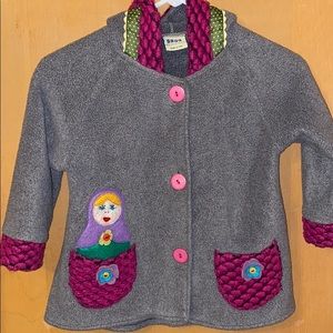 Girl’s Sweater Jacket Sz 4 Tuff Kookooshka Brand.